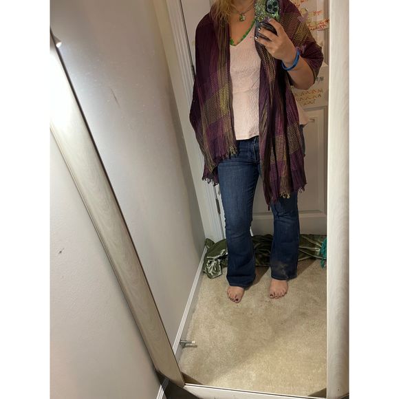 COPY - ❤️🧣BEAUTIFUL DESIGNER SCARF🧣❤️INFINITY LONG EUC GIFT Purple Plaid Print - Picture 2 of 9